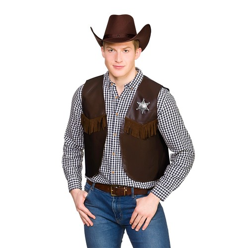 Cowboy sheriff waistcoat brown - sheriff,