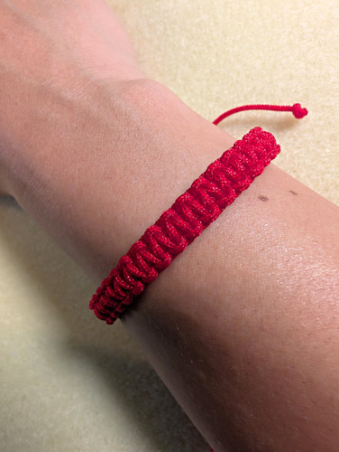Red macrame bracelet with - red,