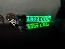 Custom Personalised 3D LED Number Plate Keyring-7 Colours-Reg Plate Keychain