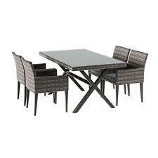 GRADE A1 - 4 Seater Dark Grey Rattan Garden Dining Set - Aspen A1/Ftr033-FO-ACD