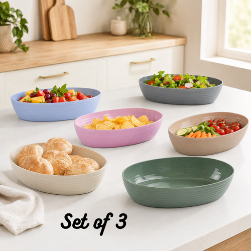 3pc plastic oval bowls set - 3pc,