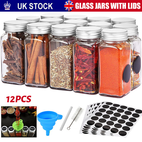 36x glass spice jars - glass, w/