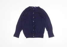 Zara Women Blue Cotton Knit Crew Neck Long Sleeve Cardigan Size 14