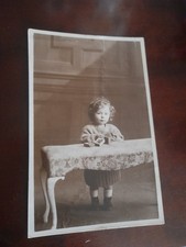 Old Postcard Studio Portrait Cute Young Girl Wooden Blocks RP (Montague Cooper)