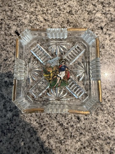 Vintage glass ashtray - vintage, woman
