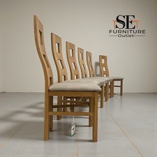 Set of 6 Natural Solid Oak Dining Wave Back Chairs, From Oak Furnitureland
