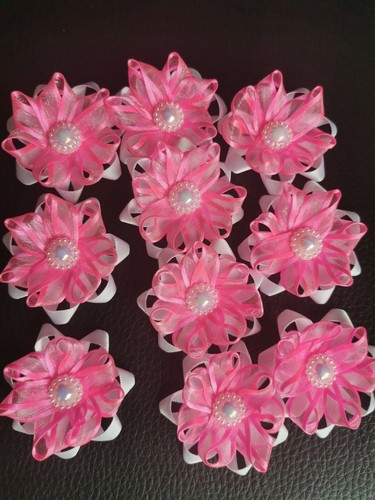 10x satin ribbon flowers buds - 10x,