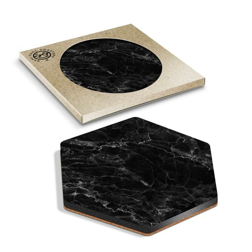 Hexagon coaster black - x,
