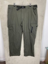 Men's BC Clothing Belted Khaki Utility Cargo Trousers Size W38 L30 Green Lined