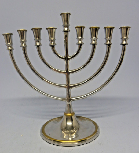 Large silver tone menorah - tone,