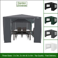 Gazebo Marquee Canopy Party Tent 4 Sizes 3m, 4m, 6m Garden Universe Steel Frame