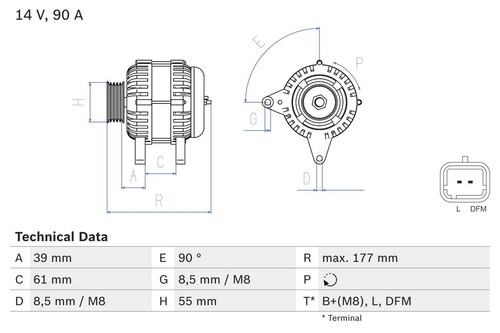 Alternator 14v bosch fits - alternator,