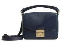 Furla Leather Crossbody Box Bag Shoulder Top Handle Blue