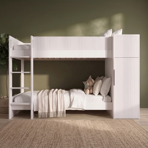 White ribbed bunk bed - ribbed, with