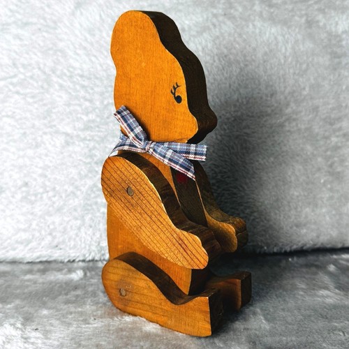 Vintage wooden teddy bear - wooden,