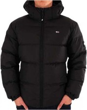 Tommy Jeans Water Repellent Down Jacket Black - Padded Coat Hooded