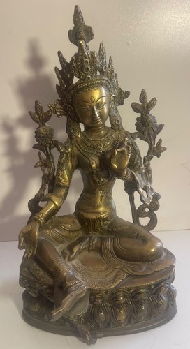 Large green tara bronze - green, statue