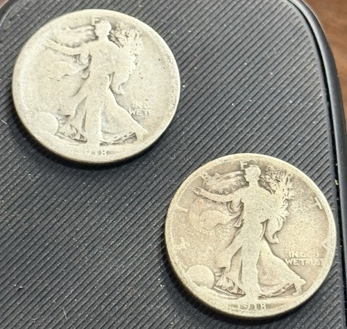 Lot two 1918 50c - two, walking