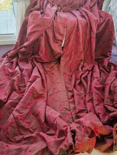 Antique Red And Vintage Gold Silk Damask Interlined Curtains
