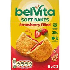 Belvita Breakfast Biscuits Soft Bakes Filled With Strawberry, 5x50g Biscuits