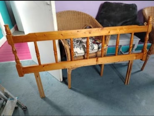 Wooden inlaid double bed - wooden,