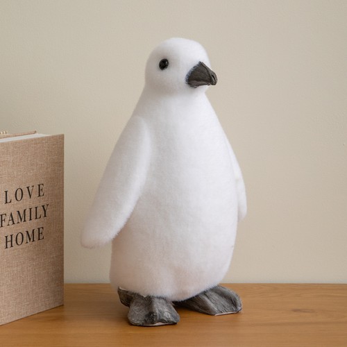 Large flocked penguin - flocked,