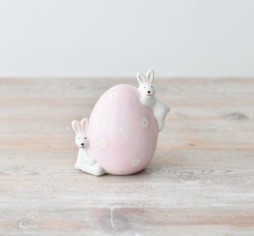Pink egg with rabbits - egg,