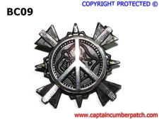 Steampunk pin badge brooch peace symbol nuclear disarmament CND no to war #BC09