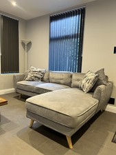 Grey Fabric 3 Seater Corner Sofa. Only 1 Year Old. Fabulous Bargain