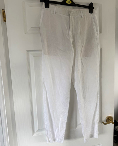 Zara white linen trousers size - white,