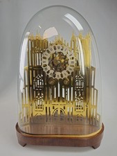  CENTURY DOUBLE FUSEE BELL STRIKING SKELETON CLOCK  UNDER DOME CATHEDRAL