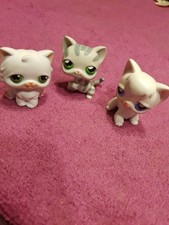 littlest pet shop 3 x cat figurines 4cms tall