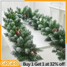 9FT Bushy Christmas Garland Fireplace Artificial Wreath Stairs Xmas Decorations
