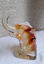 Vintage Amber Glass Elephant