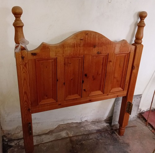 Vintage pine bed - vintage, headboard