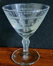Small Edwardian Greek Key Cocktail Glass. Vintage