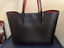 Christian Louboutin Cabata Tote Bag Leather Black Red Studs Fashion Item