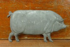 Antique Vintage NOS Small Pig Weathervane Half Stamped Metal 9” Farm Decor