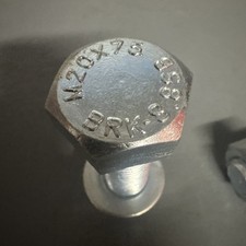 Bolt Hex M20 / 20mm X 75 Fully THREADED BOLT GRADE 8.8 ZINC SCREW HEXAGON X 10