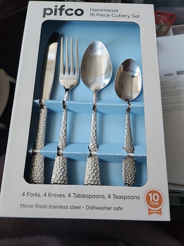 Hammered 16pc stainless steel - hammered,