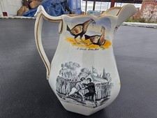 Antique Victorian Stafford Pottery Puzzle Jug Cock Fighting Boxing Wrestling