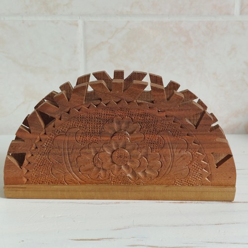 Vintage wooden carved napkin - carved,