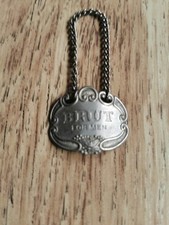 BRUT for Men - Silver Tone Metal Bottle Necklace Chain Tag Charm