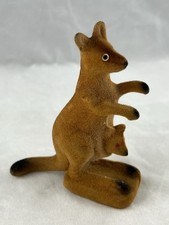 Vintage Cute KANGAROO With Baby Joey FELT Covered Plastic FIGURE Ornament