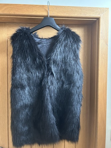 Faux fur longline gilet black - faux,