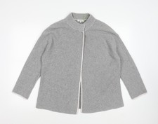 Bartolini Womens Grey Merino Wool Blend Open Knit Cardigan L