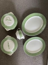 Tams Ware "Glengarry" Deco Serving Set Checked Green Border 30s Stunning