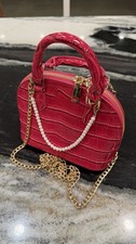 Red Crocodile Embossed Satchel