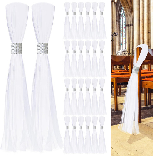 Sets large white pew bows - large,