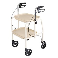 Adjustable Mobility Trolley Hand Brakes Walker Indoor Kitchen 4 Wheels 2 Shelves